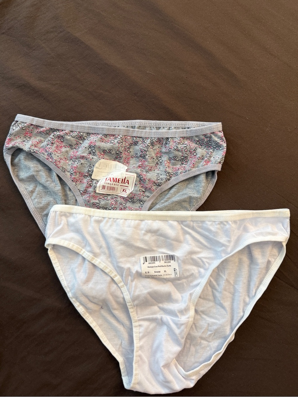 Cotton Bikini Briefs - Mixed Gray & White - 2 Pack
